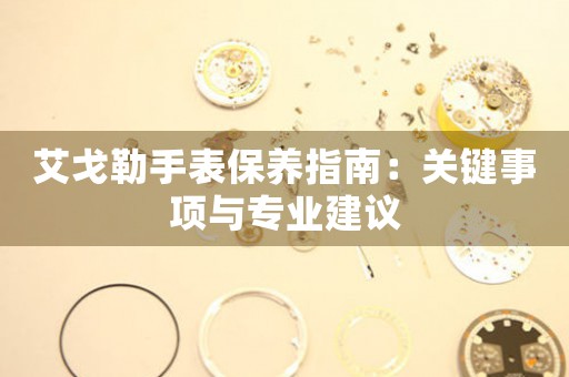 艾戈勒手表保养指南：关键事项与专业建议