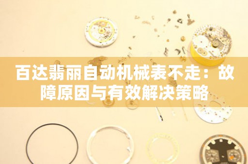 百达翡丽自动机械表不走：故障原因与有效解决策略